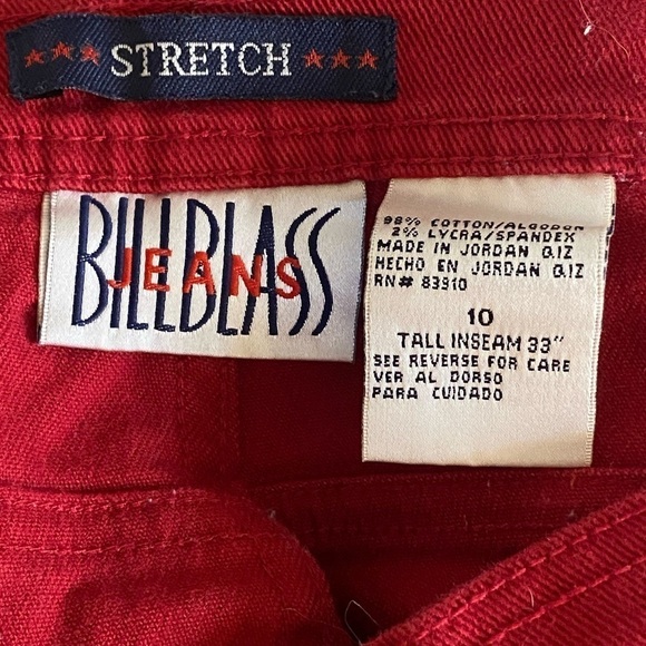 Bill Blass Womens Vintage Stretch Red Denim Jeans Size 10 Tall - Picture 2 of 6